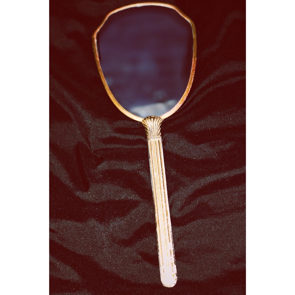 Vintage Brass Vanity Hand Mirror